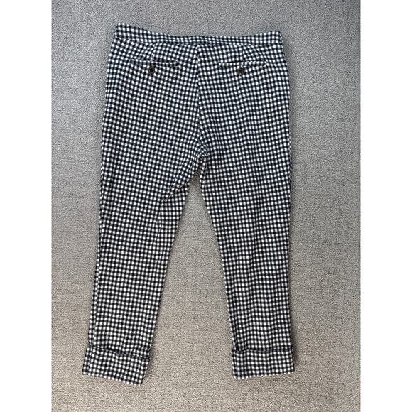 by Anthropologie Trouser Pant Capri The Essential Crop Flare Gingham Check 12 - Picture 3 of 10